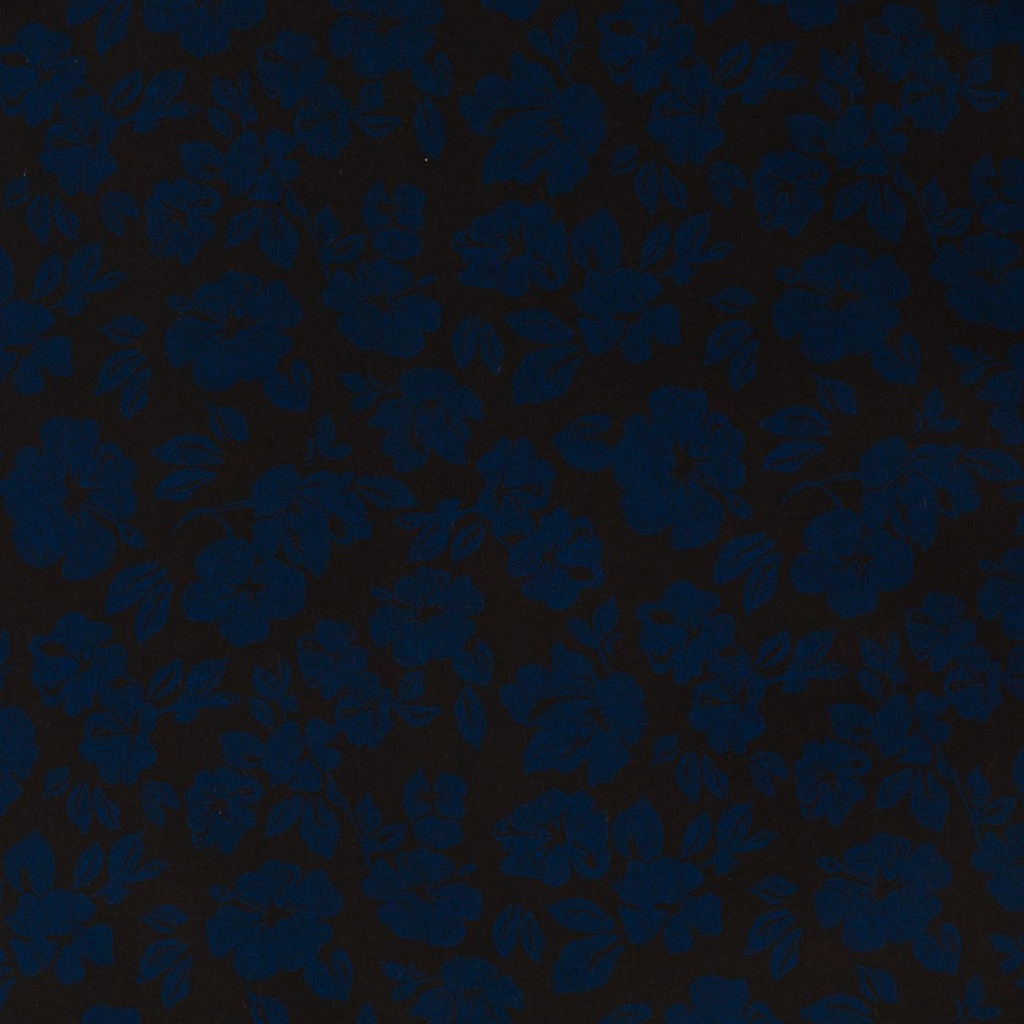 BLACK, BLUE HAWAIIAN FLOWERS DESIGN