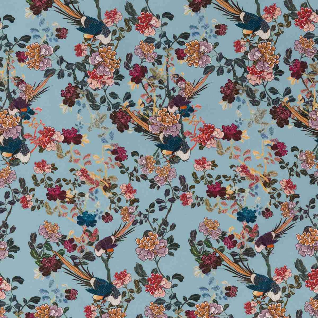 TURQUOISE, BIRDS AND FLOWER DESIGN