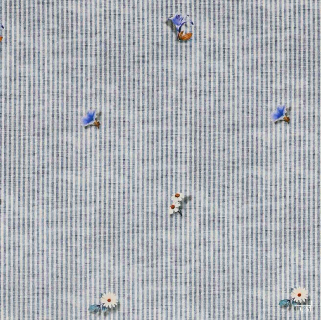 BLUE, FLOWER STRIPES