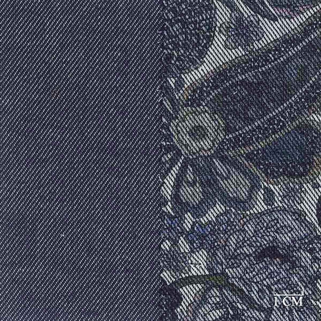 BLUE, PAISLEY FLORAL PATTERN (DOUBLE-FACED)