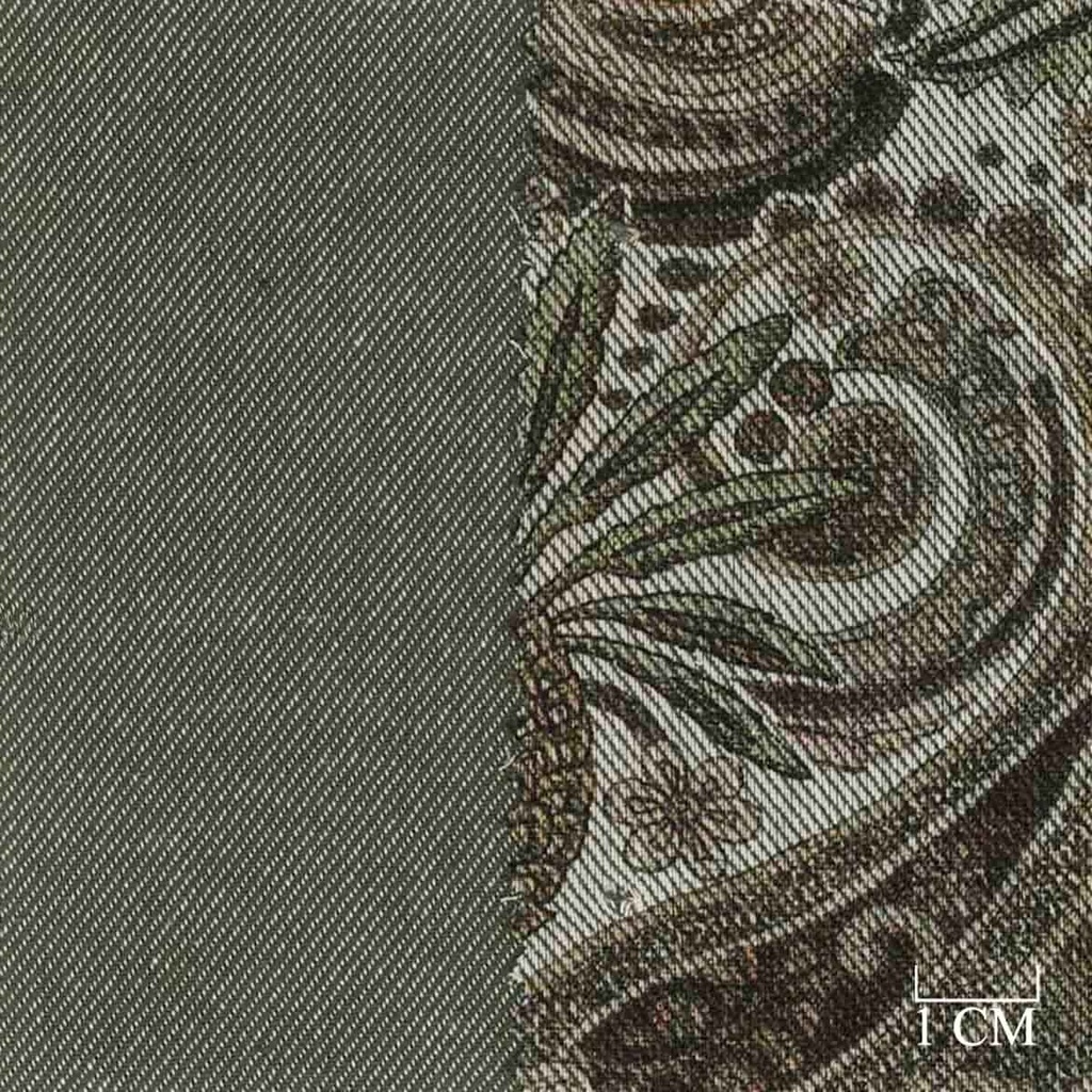 GREEN, PAISLEY FLORAL PATTERN (DOUBLE-FACED)