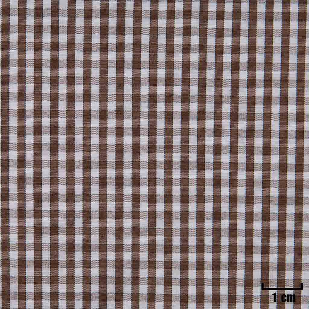 WHITE, SMALL BROWN CHECKS