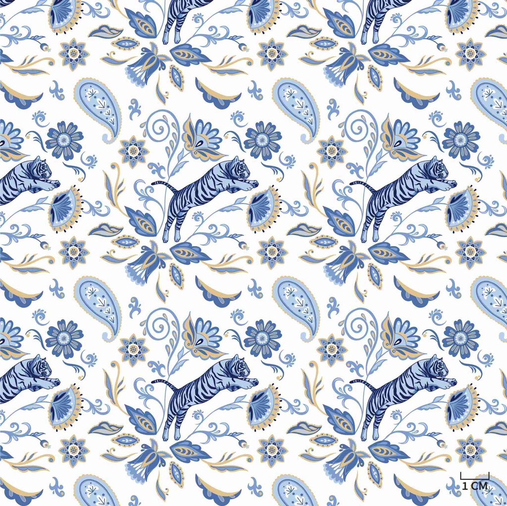 BLUE TIGERS, PAISLEY PATTERN