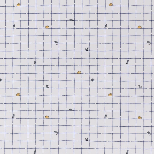 [660507] WHITE, BLUE CHECKS, MOUSE AND CHEESE DESIGN