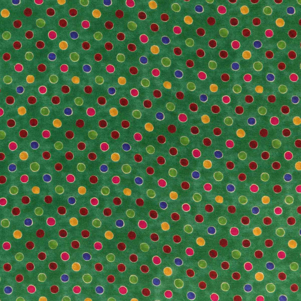 GREEN, COLORED DOTS