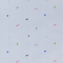 WHITE, BLUE STRIPES AND MINIPRINT DESIGN(SPACE)
