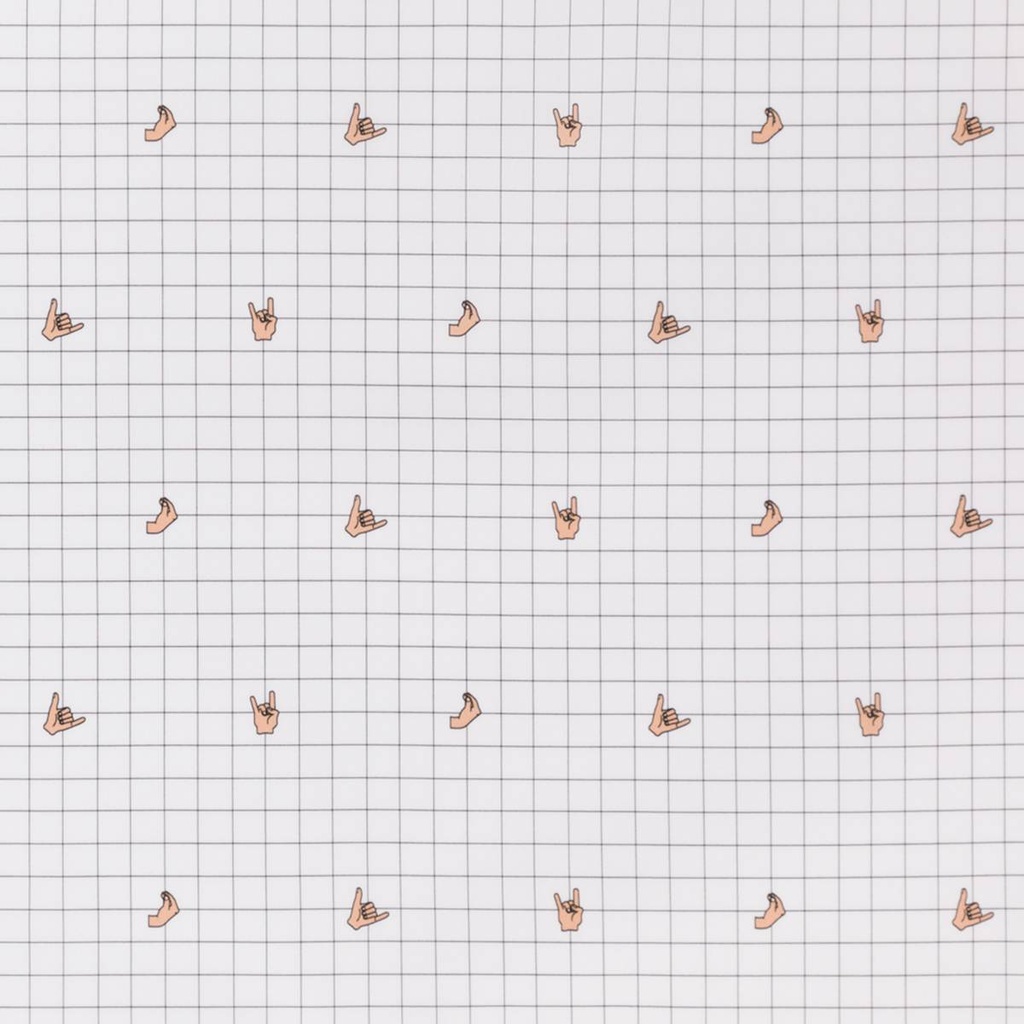 WHITE, BLACK CHECKS, HAND GESTURES DESIGN