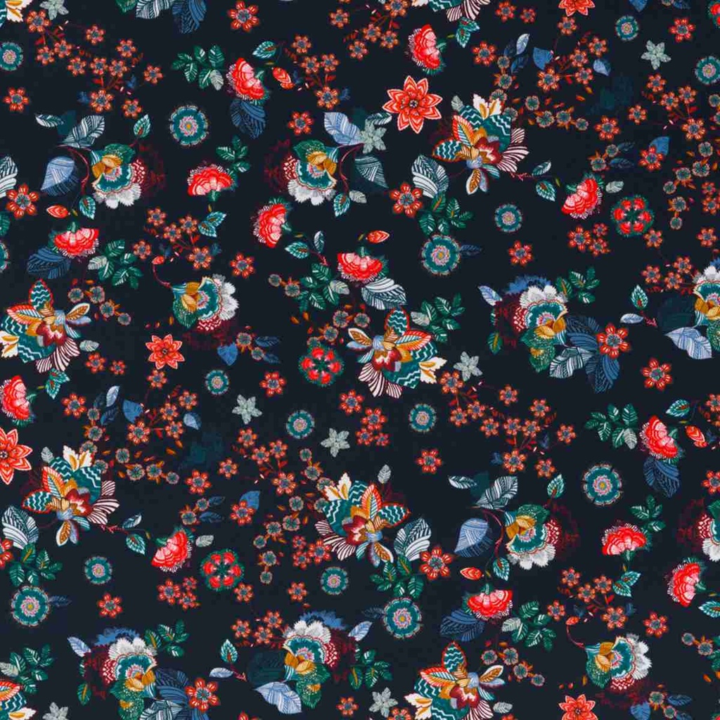 DARK BLUE, FLOWERS DESIGN