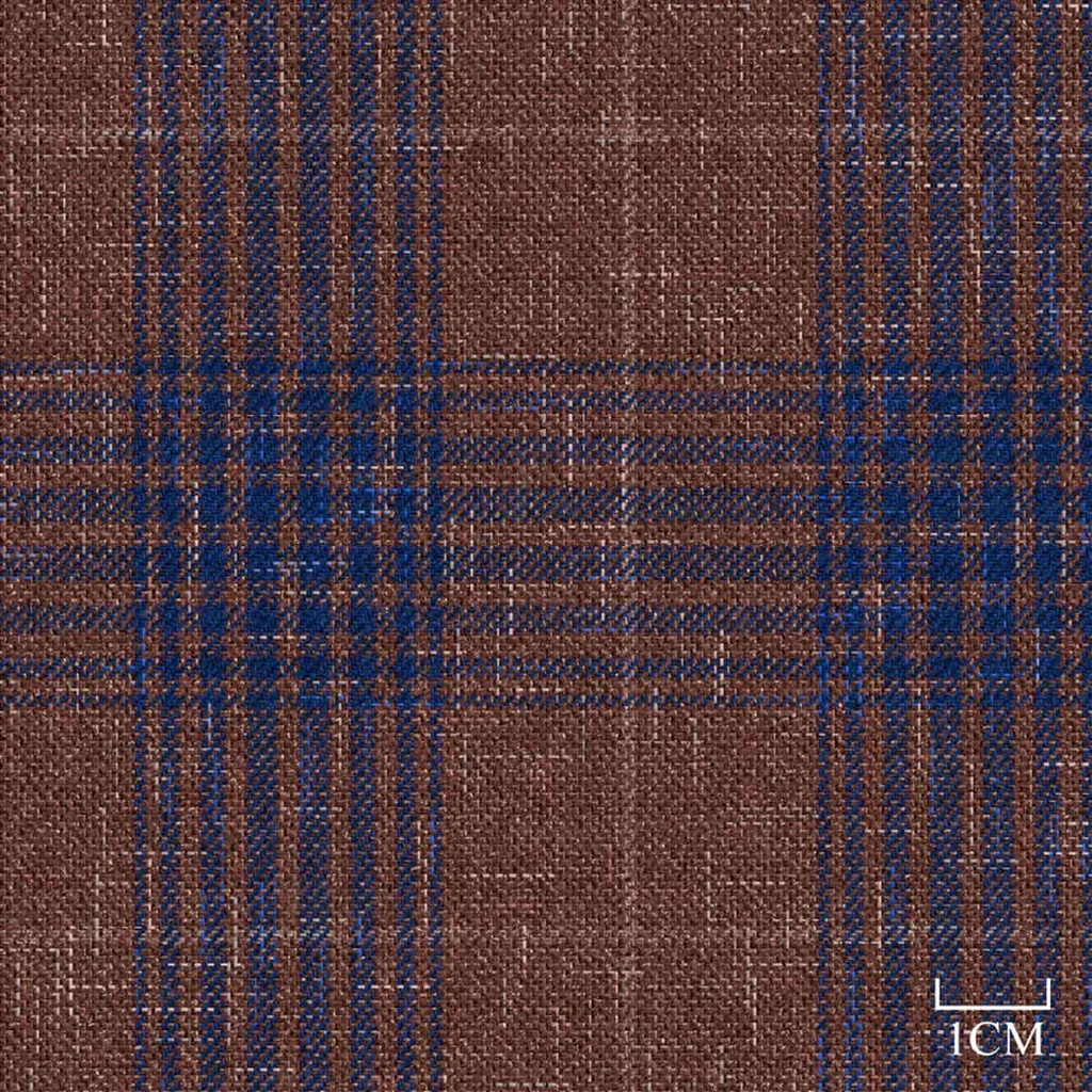 DARK BROWN, BLUE CHECKS