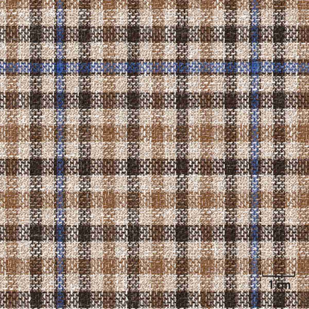 KHAKI, SMALL BROWN_BLUE CHECKS