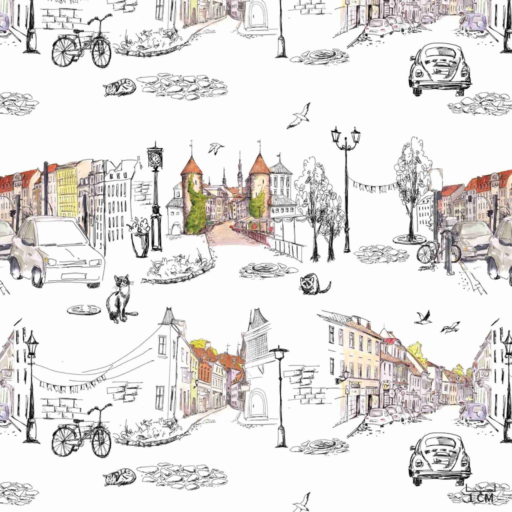 TOWN AND CAT PATTERN