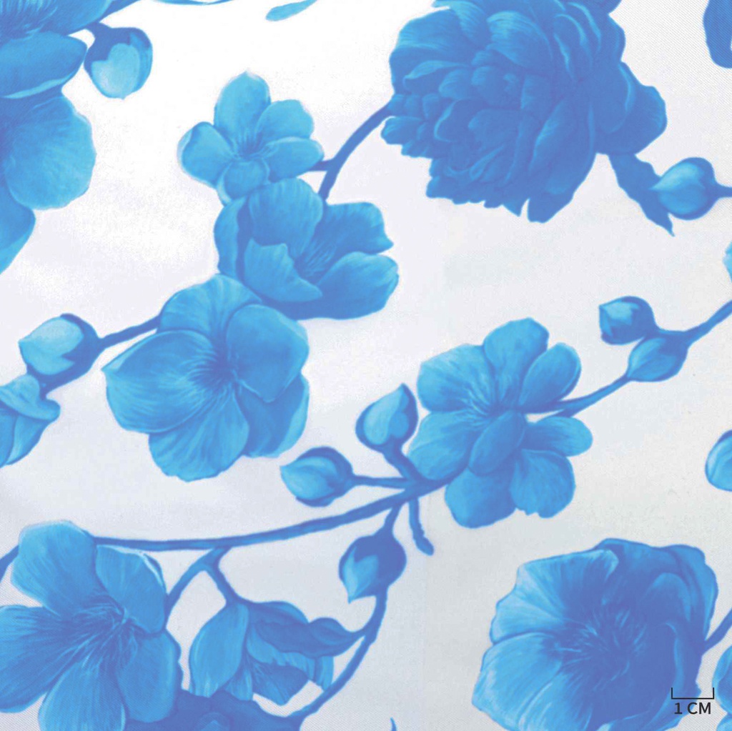 WHITE, BLUE FLORAL PATTERN