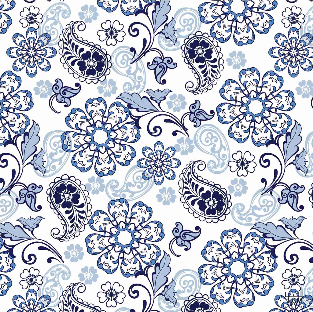 BLUE FLOWER, PAISLEY PATTERN