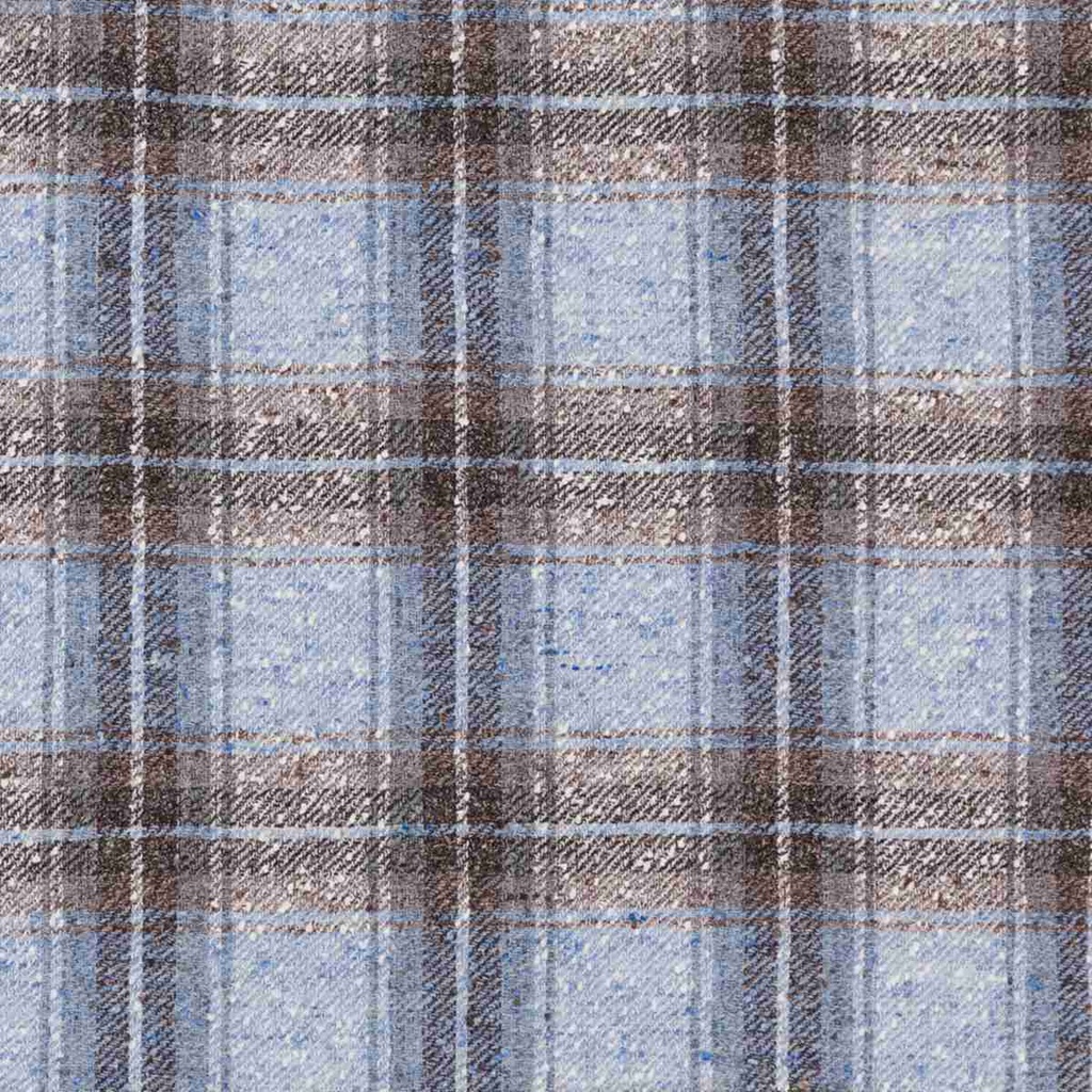 LIGHT BLUE, BROWN CHECKS