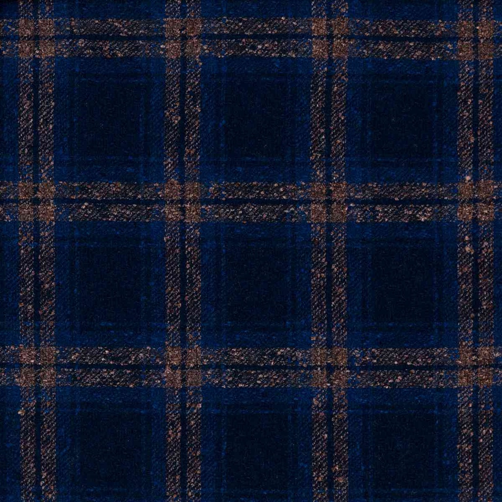 DARK BLUE, BROWN CHECKS