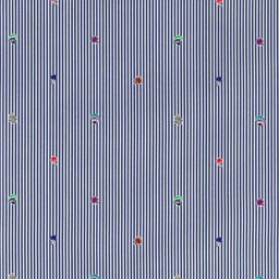[660503] WHITE, BLUE STRIPES AND MINIPRINT DESIGN(MUSHROOM)