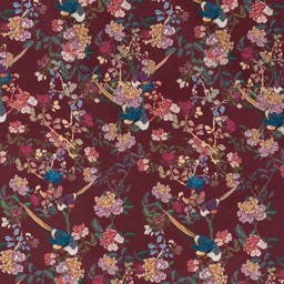 [660538] BURGUNDY, BIRDS AND FLOWER DESIGN