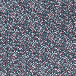 [660571] DARK BLUE, RED FLORAL DESIGN