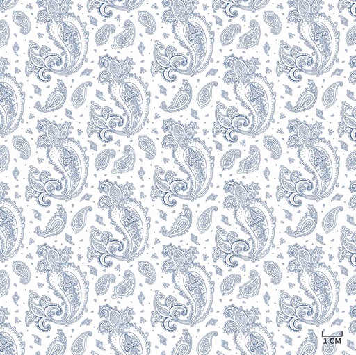 [823936] WHITE, BLUE PAISLEY PATTERN