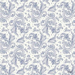 [823937] BLUE CIRCLE FLORAL PATTERN